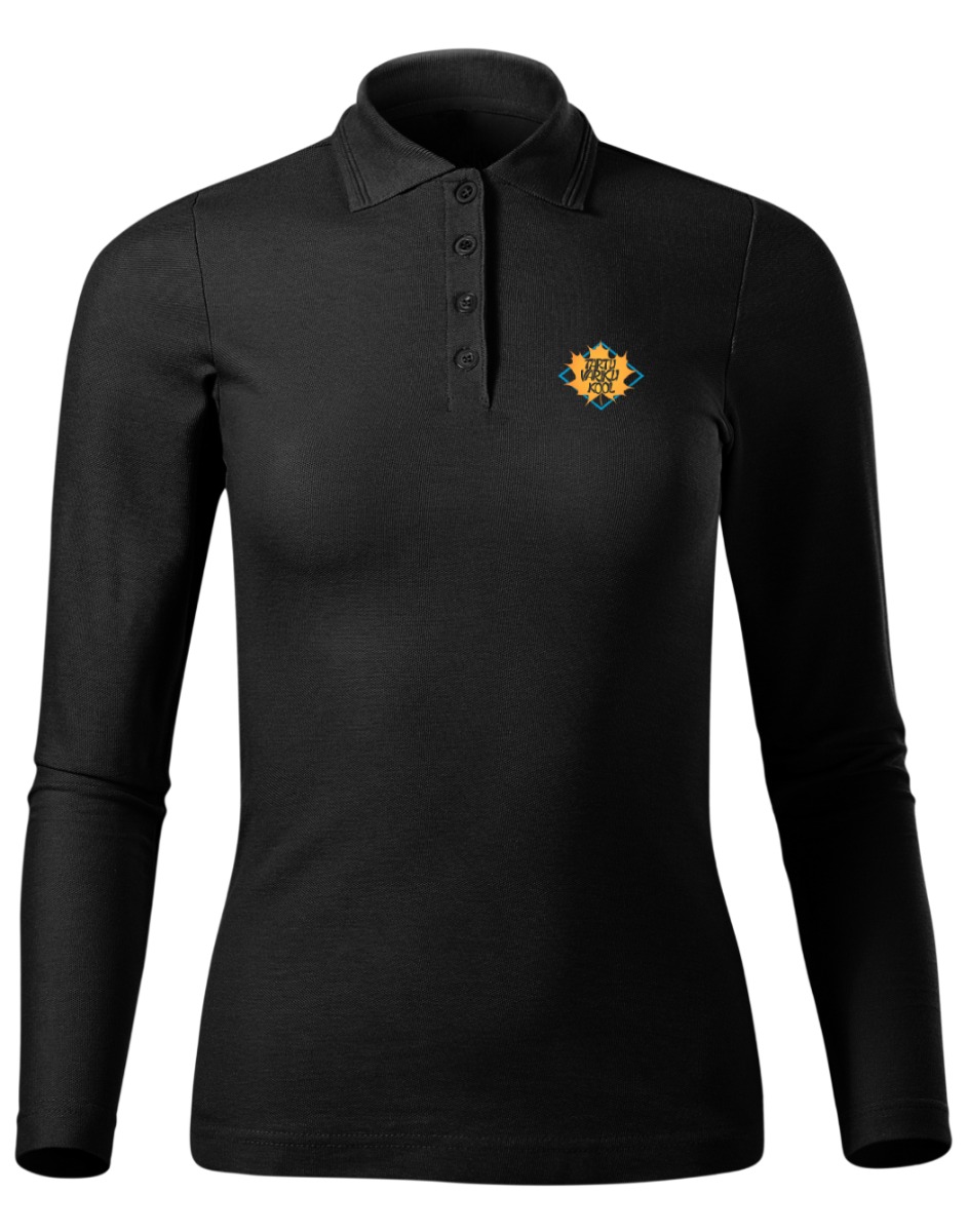 Naiste pikkade varrukatega polosärk, must